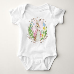 My First Easter Girl Pink Peter the Rabbit Name Baby Bodysuit