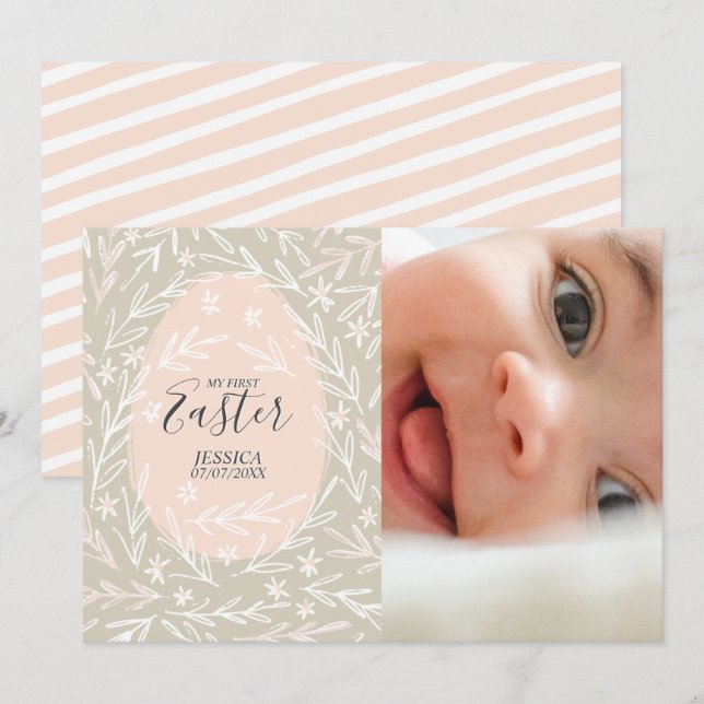 My First Easter Personalized Baby Girl Photo Card (Front/Back)