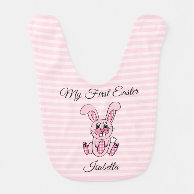 My First Easter Personalized Bunny Pink Bib (Front)