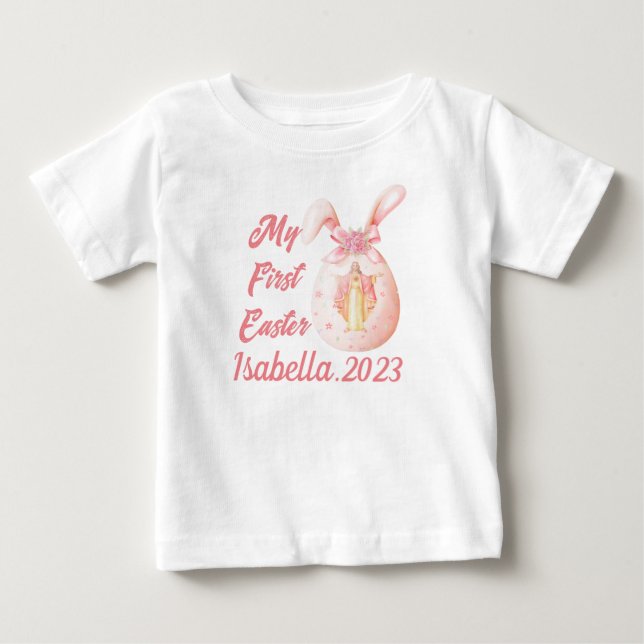 My First Easter Religious Jesus Bunny Egg Girl  Baby T-Shirt (Front)