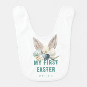 My First Easter   Watercolor Easter Bunny Ears Bab Baby Bib