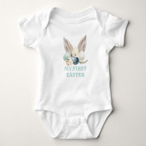 My First Easter  Watercolor Easter Bunny Ears Baby Bodysuit
