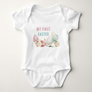 My First Easter Watercolor Easter Eggs Baby Bodysuit