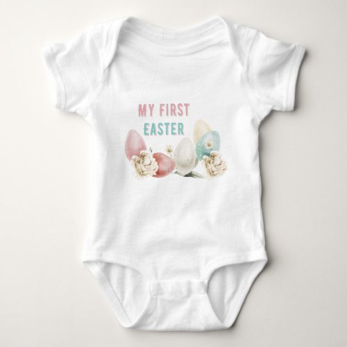 My First Easter  Watercolor Easter Eggs Baby Bodysuit