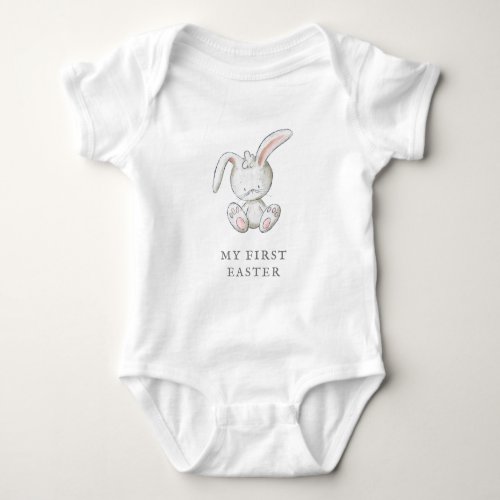 My First Easter White Easter Bunny  Baby Bodysuit