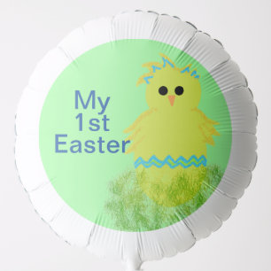 My First Easter Yellow Blue Baby Chick Egg Balloon