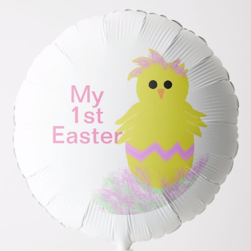 My First Easter Yellow Pink Baby Chick Egg Balloon