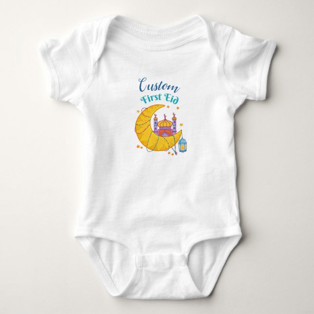 My First Eid Muslim Baby Eid El Fitr  Custom Name Baby Bodysuit (Front)