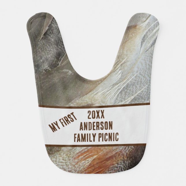 My First Family Picnic Nature Feather Reunion Baby Bib (Front)