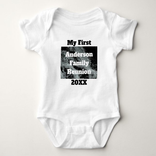 My First Family Reunion Black White Falling Water Baby Bodysuit (Front)