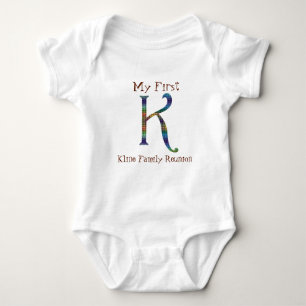 My First Family Reunion Colorful Letter K Monogram Baby Bodysuit