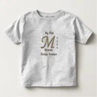 Golden Monogram Letter M | Kids T-Shirt