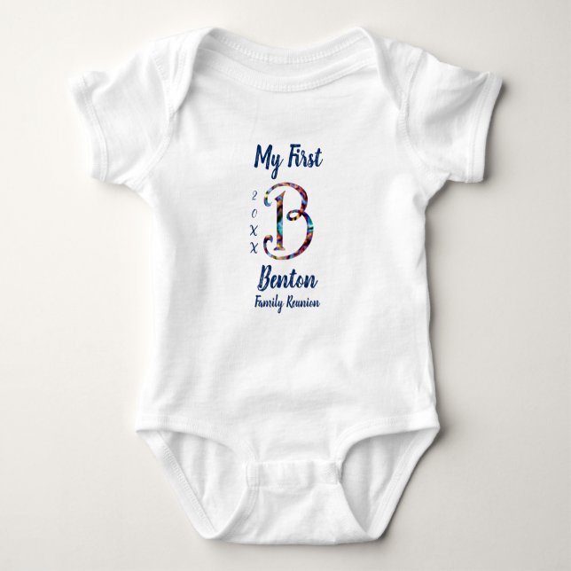 My First Family Reunion Letter B Tie-Dye Monogram Baby Bodysuit (Front)