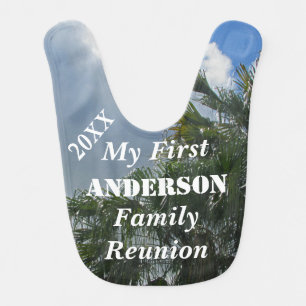 My First Family Reunion Palm Trees Beach Baby Bib