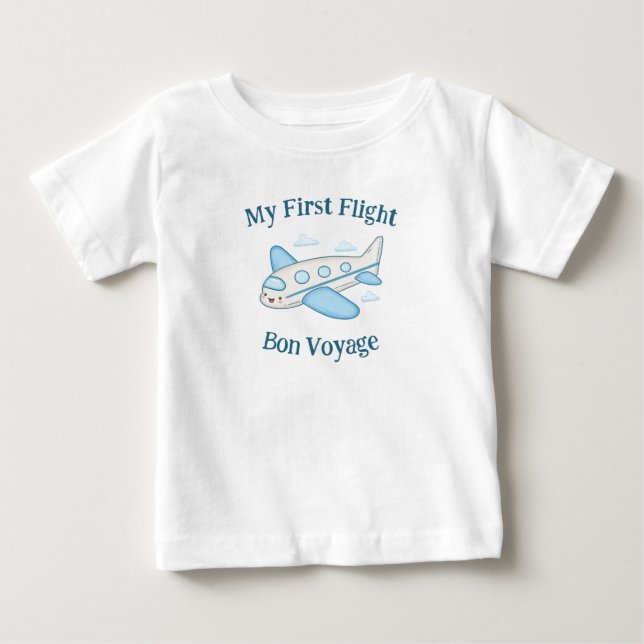 My First Flight Summer Vacation Cute Airplane Baby T-Shirt (Front)