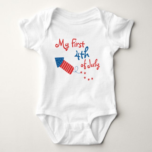 My First Fourth of July Firecracker Baby Bodysuit (Front)