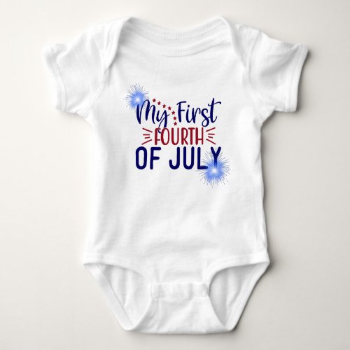 My First Fourth of July  Fireworks and Stars Baby Bodysuit