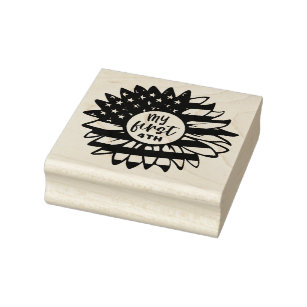 My First Fourth of July Patriotic Sunflower  Rubber Stamp