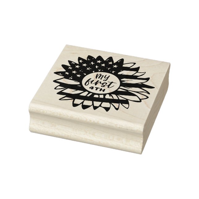 My First Fourth of July Patriotic Sunflower  Rubber Stamp (Stamp)