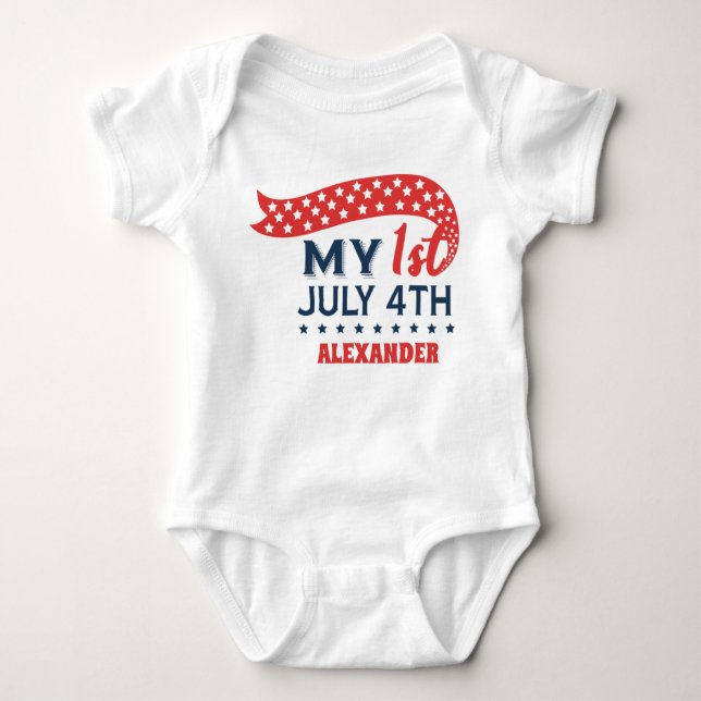 My First Fourth of July Personalized Baby Bodysuit (Front)