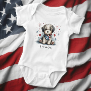 My First Fourth of July Puppy Baby Bodysuit