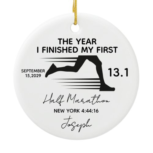 My First Half Marathon 13.1 Custom Name &amp; Year Ceramic Ornament