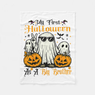 My First Halloween As A Big Brother Ghost Pumpkin Fleece Blanket