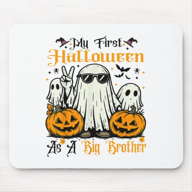 My First Halloween As A Big Brother Ghost Pumpkin  Mouse Pad (Front)