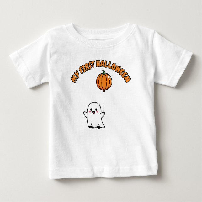 My First Halloween Baby Bodysuit - Cute Ghost  (Front)