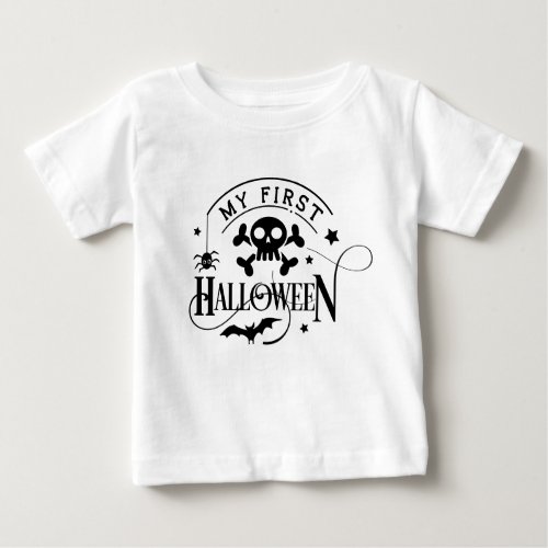 My First Halloween Baby Cute Bat Skull Baby T_Shir Baby T_Shirt