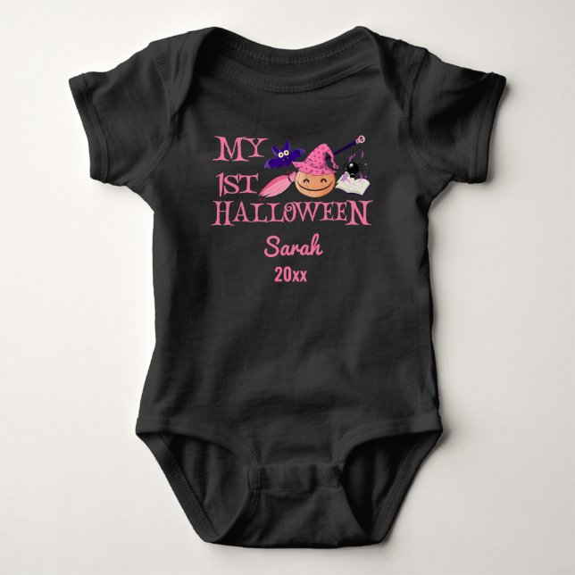 my first halloween baby girl custom name 2021 baby bodysuit (Front)