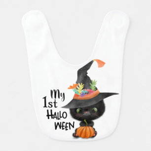 My First Halloween Black Cat Baby Bib