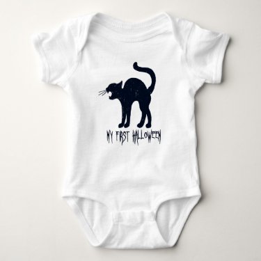 My First Halloween Black Cat Baby Bodysuit