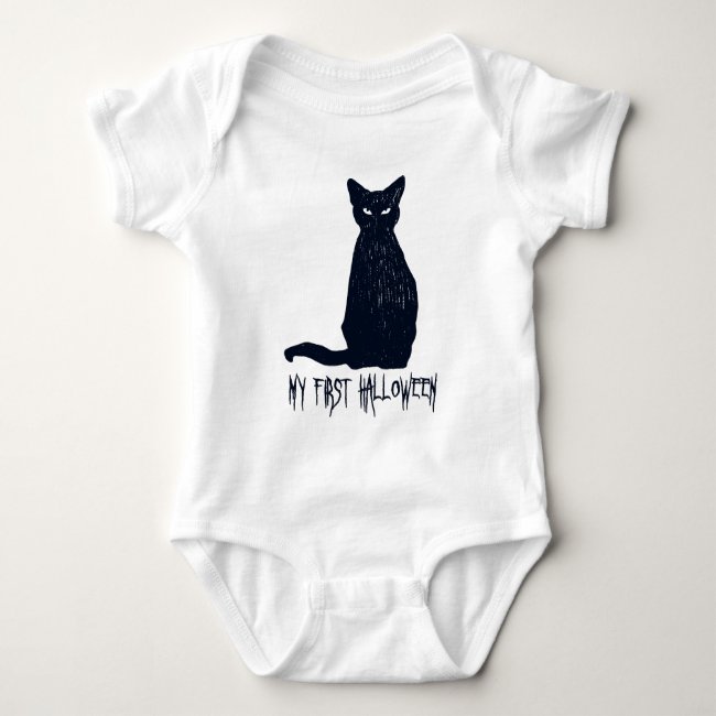 My First Halloween Black Cat Baby Bodysuit