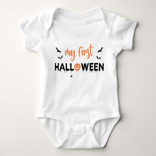 My First Halloween Black Orange Spooky Typography Baby Bodysuit