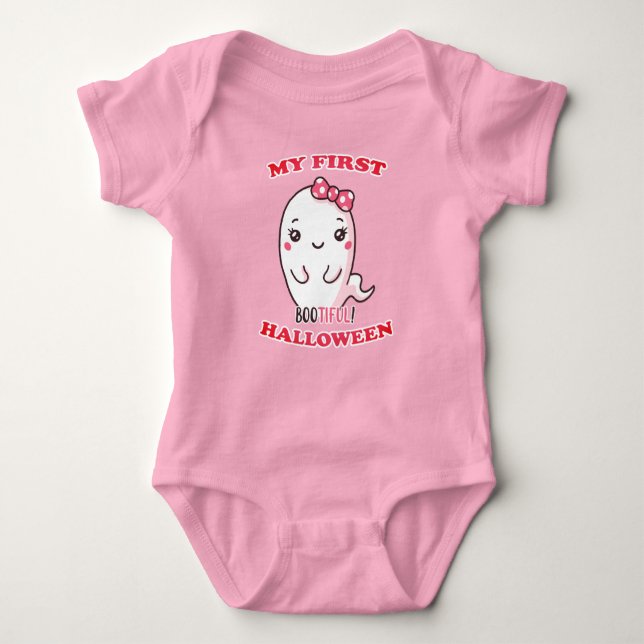 My First Halloween, Bootiful Cute Baby Girl 2023 Baby Bodysuit (Front)