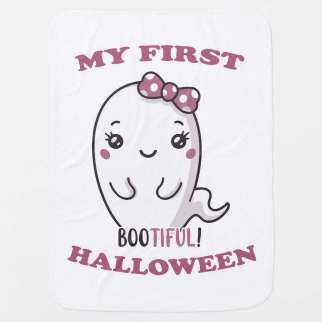 My First Halloween, Bootiful Cute Baby Girl 2023 Blanket (Front)