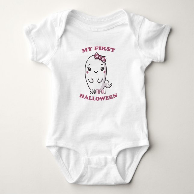 My First Halloween, Bootiful Cute Baby Girl 2023 Bodysuit (Front)