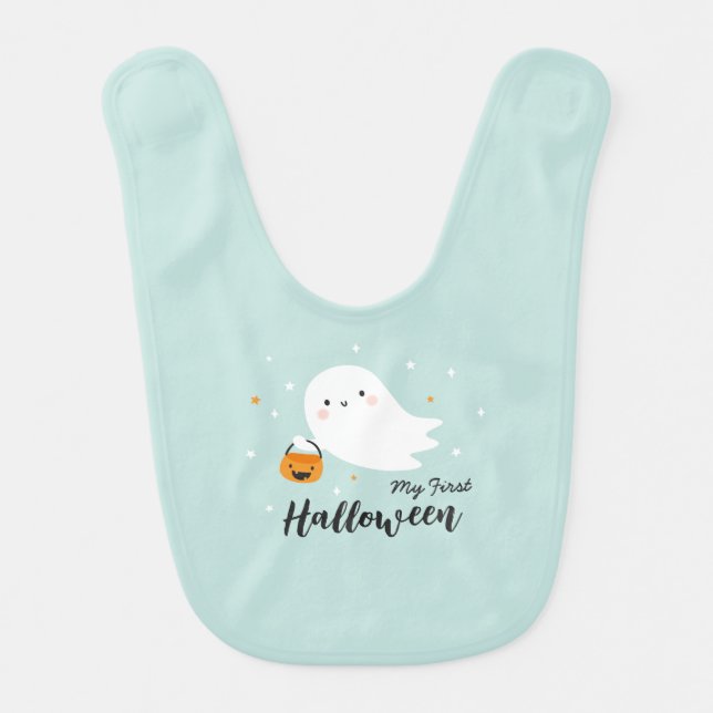 My First Halloween Cute Ghost Baby Bib (Front)