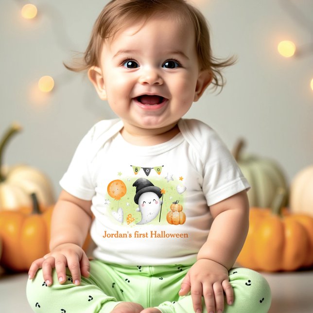 My first Halloween Cute Ghost Name Baby Bodysuit (My first Halloween Cute Ghost Name Baby Bodysuit)