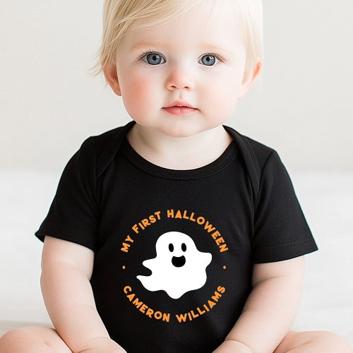 My first Halloween cute happy cartoon ghost Baby Bodysuit