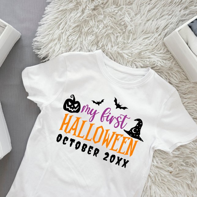 My First Halloween Cute Infant Personalized Baby T-Shirt (Creator Uploaded)