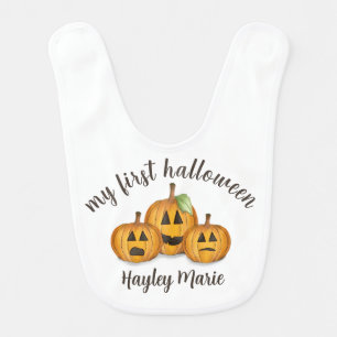 My First Halloween Cute Pumpkin Jack O'lanterns Baby Bib
