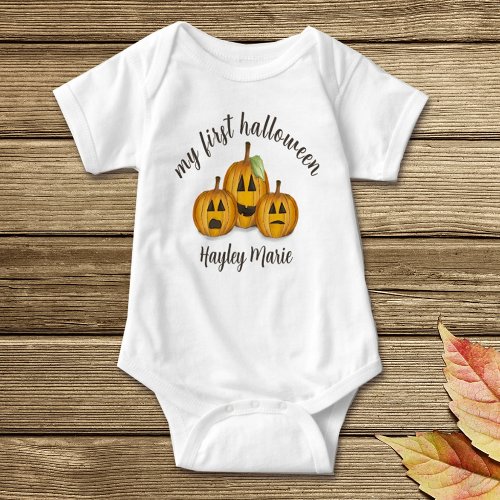 My First Halloween Cute Pumpkin Jack Olanterns Baby Bodysuit