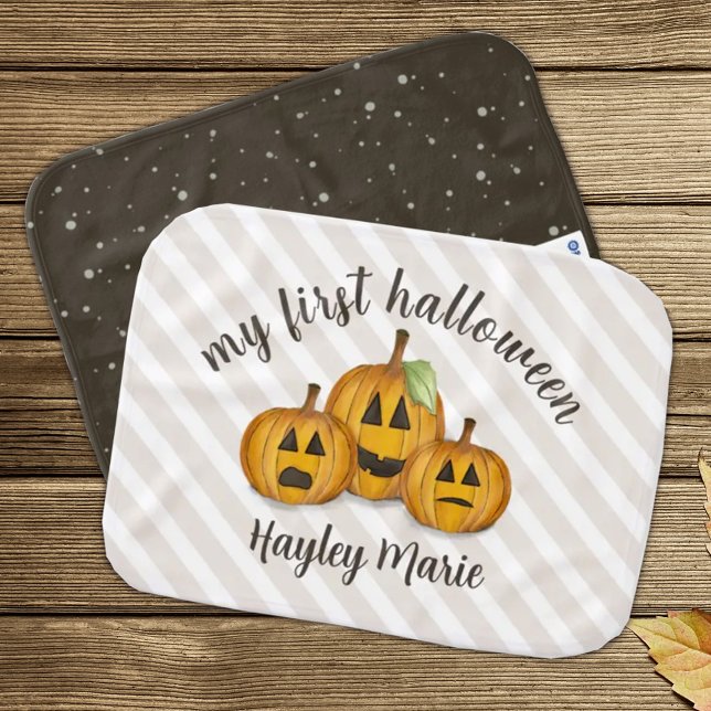 My First Halloween Cute Pumpkin Jack O'lanterns Baby Burp Cloth (Creator Uploaded)
