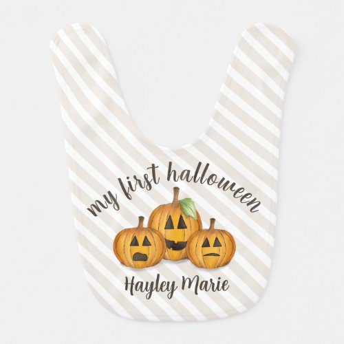 My First Halloween Cute Pumpkin Simple Orange Baby Bib