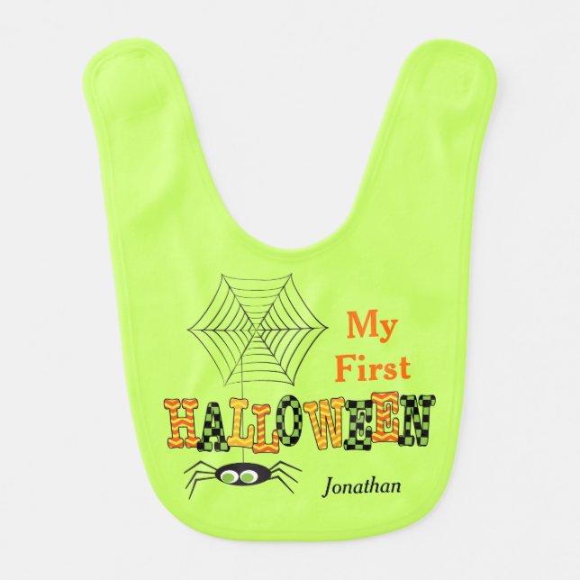 My First Halloween, Cute Spider Baby Bib (Front)