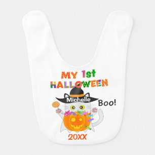 My First Halloween Ghost Cat Baby Bib