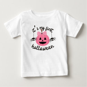 My First Halloween Happy Pink Pumpkin Baby Girl T-Shirt