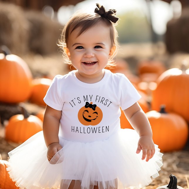 My First Halloween Happy Pumpkin Girly Baby T-Shirt (Creator Uploaded)